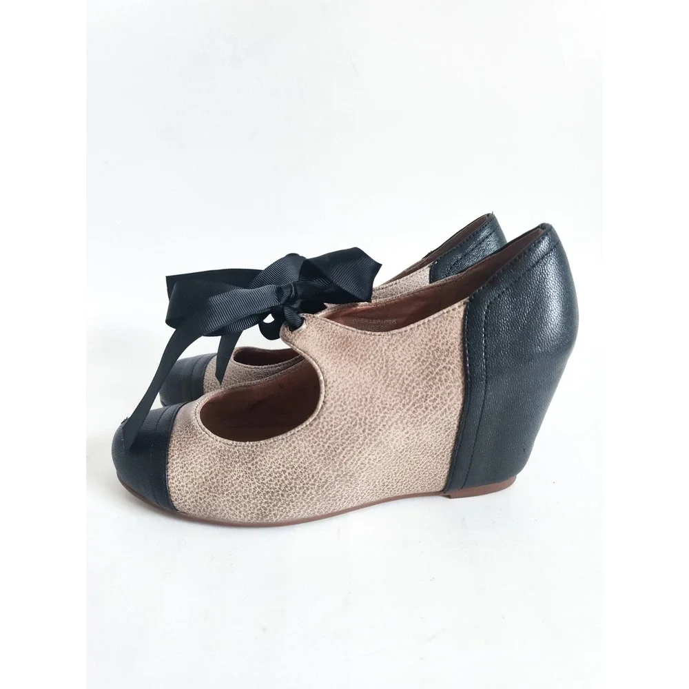 Vintage Jeffrey Campbell Wedge 6 Mary Jane ASO Lea Michelle Glee Leather Ynez